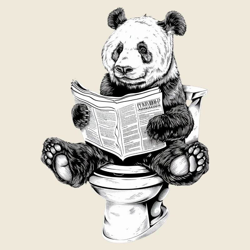 Panda curieux dans les toilettes