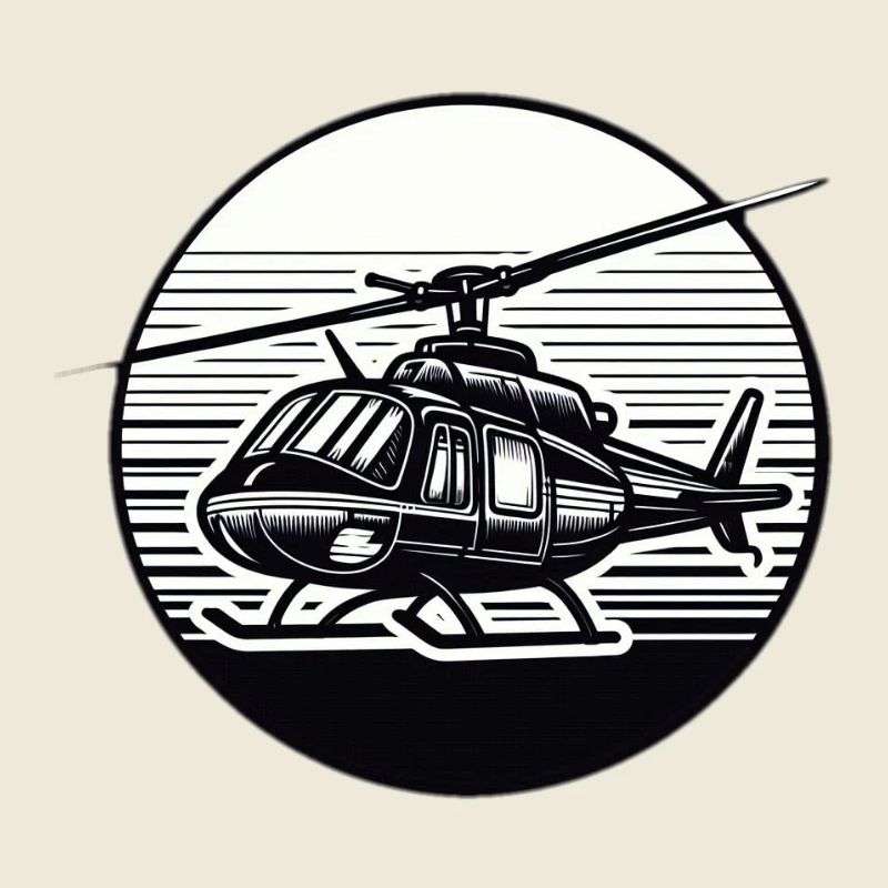 Helicopter in black and white
