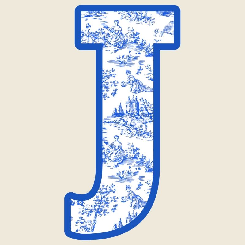 Buchstabe j blaue Chinoiserie