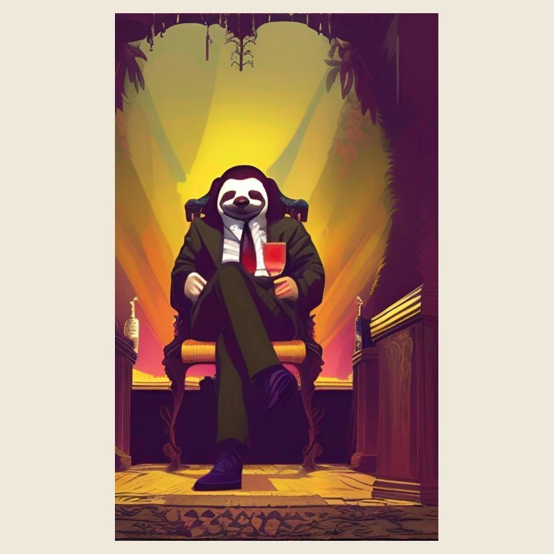 Cooles Comic-Porträt eines Faultiers aus Geschäftsmann