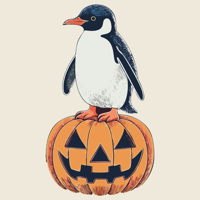 Halloween Penguin Pumpkin Design