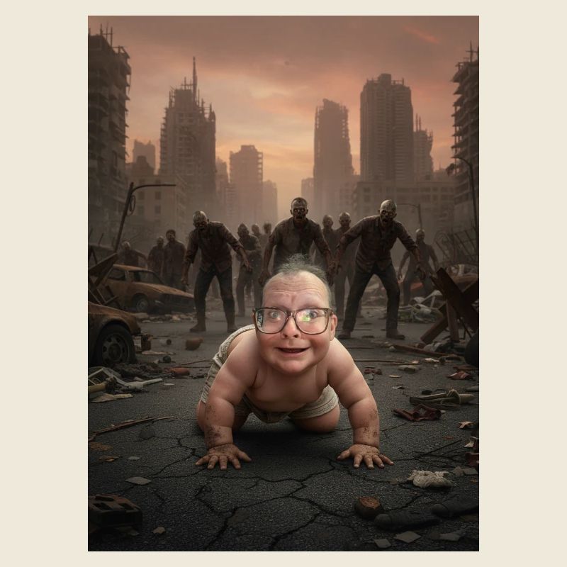 Bébé dans la forêt de la ville zombie