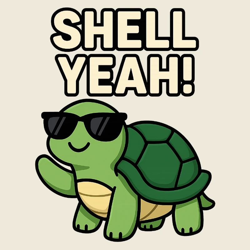 Cool Turtle with Sunglasses and Bold Text