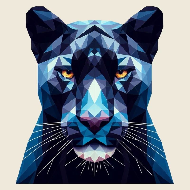 A blue panther in polygon style