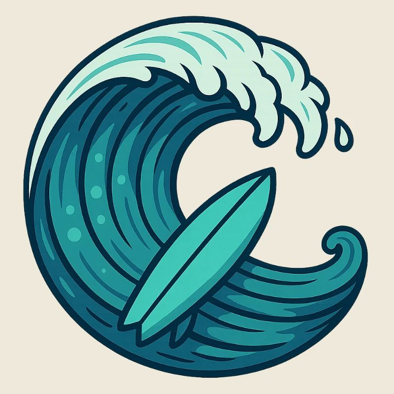 Surf Welle – Retro Surfbrett Design