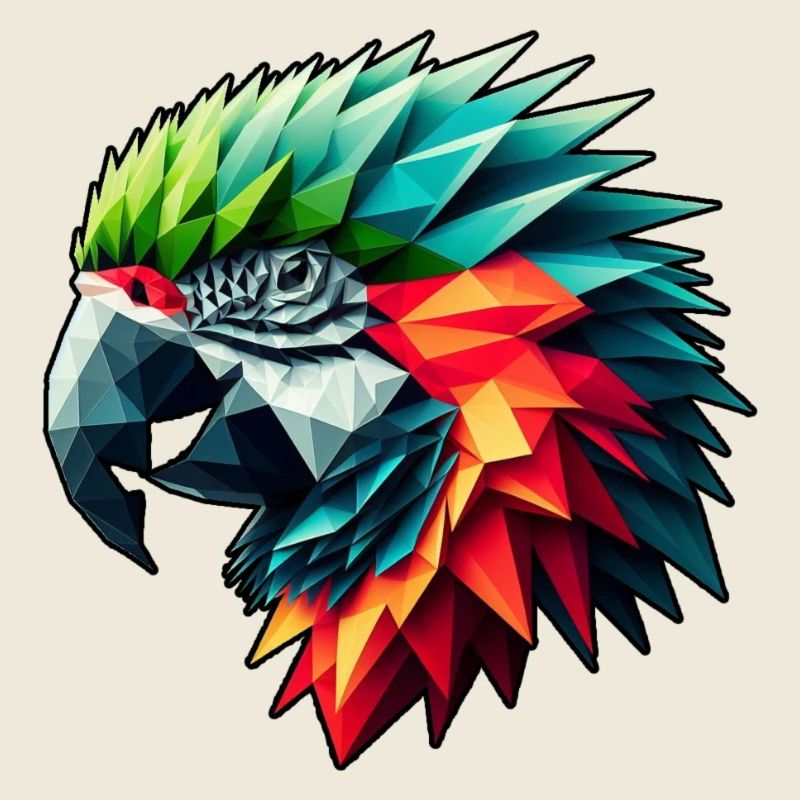 Perroquet dans le design polygonal coloré