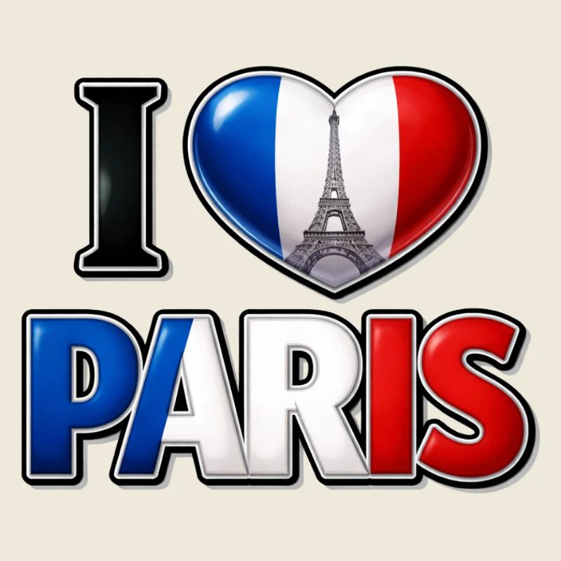 Ich liebe Paris – Trikolore, Herz und Eiffelturm