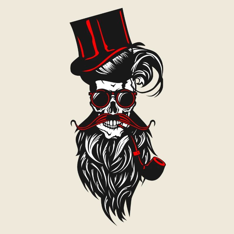tete de mort Schädel hipster Bart Schnurrbart bärtigen p