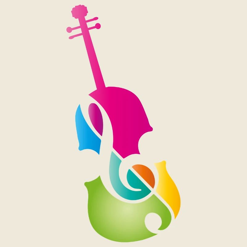 colorful stylized violin with violin clef