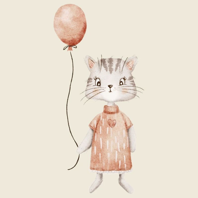 Chat mignon avec ballon