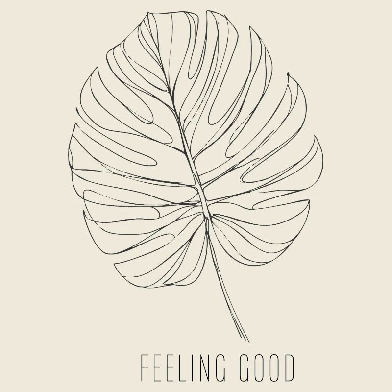 Monstera Leaf Line Art. Feeling Good.
