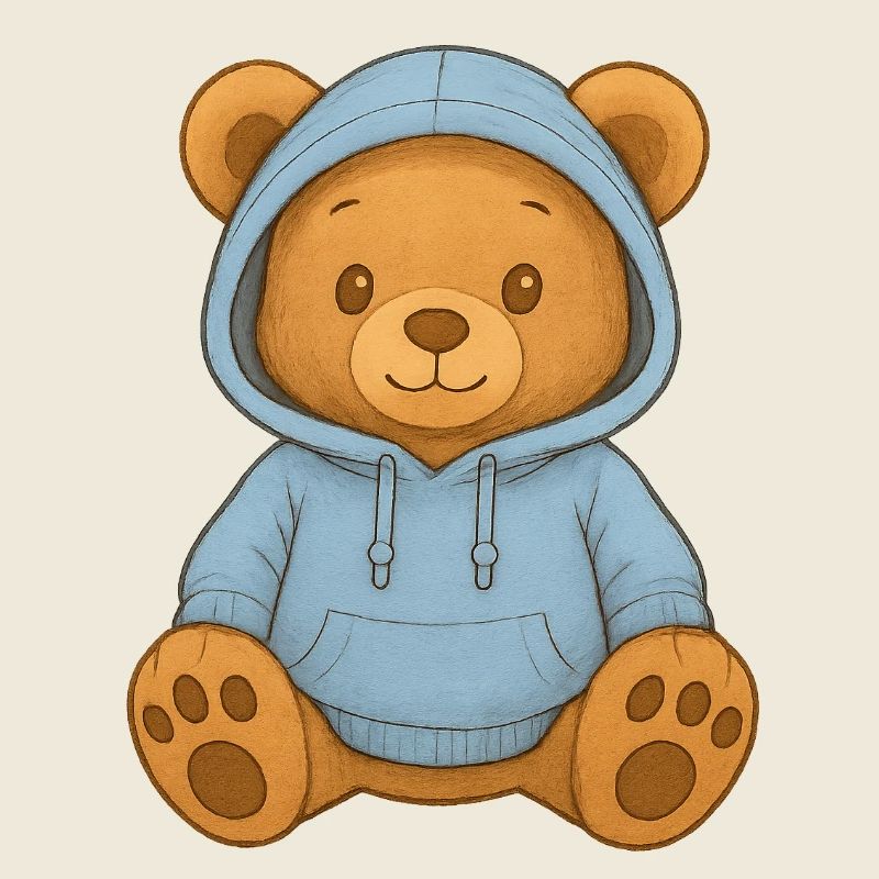 Ours mignon en sweat à capuche bleu