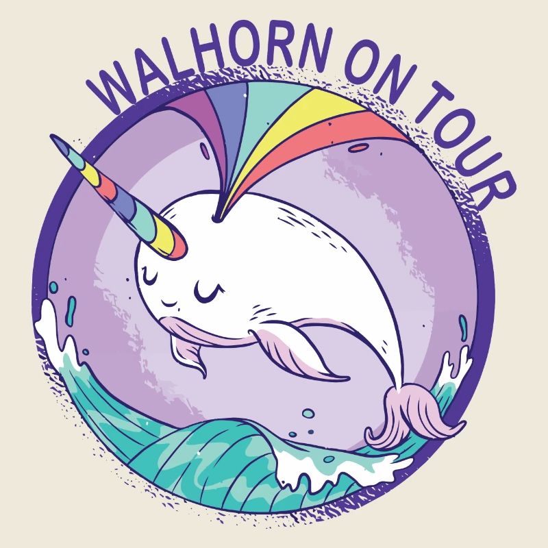 Licorne baleine dans l’eau avec arc-en-ciel