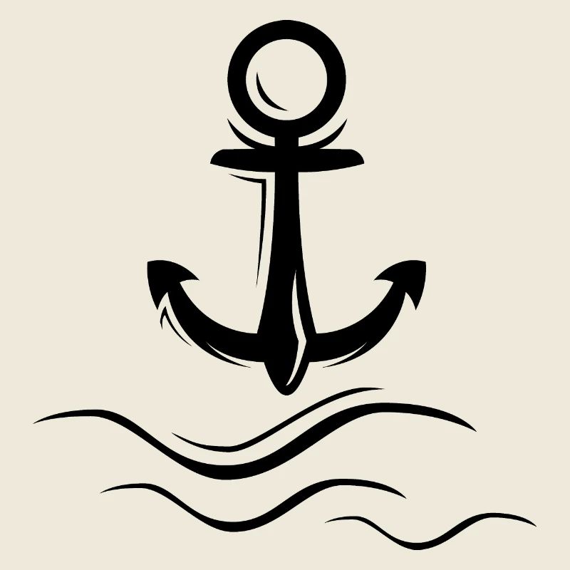 Anchor Waves Water Symbol Logo icon Illustration