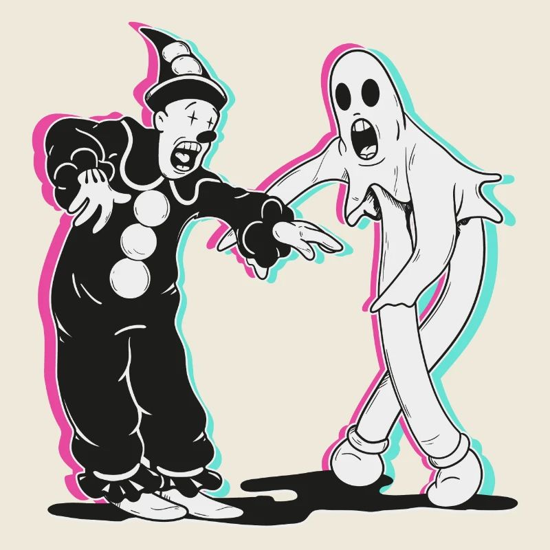 ghost and clown dancing