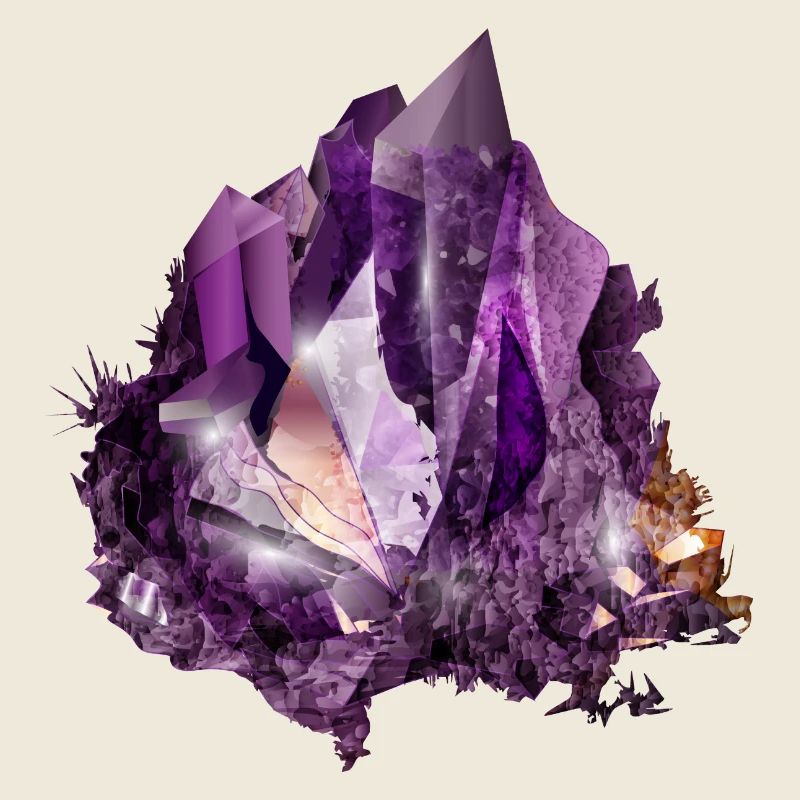 Luminous Violet Amethyst Crystal Motif