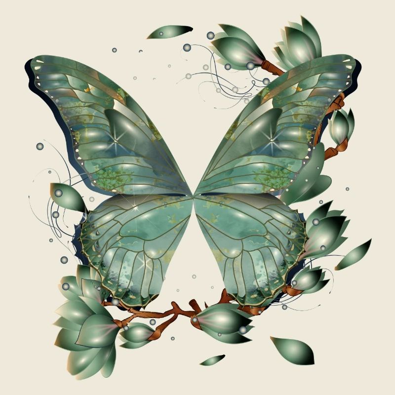 Ailes de papillon à l’aquarelle verdâtre