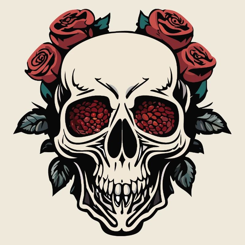 Stylish Skull with Roses and Navy