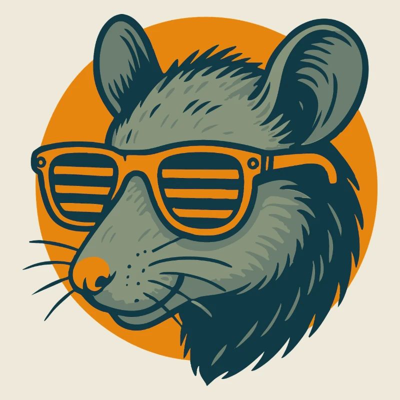 Ratte mit Sonnenbrille Retrostil