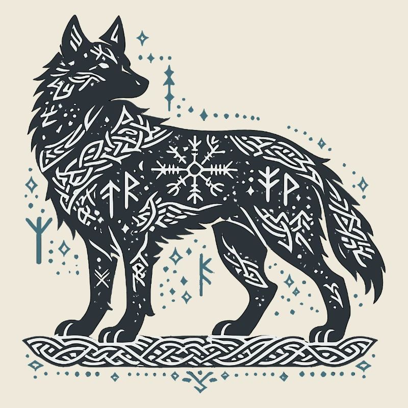 Nordischer Wolf mit Knotenmuster