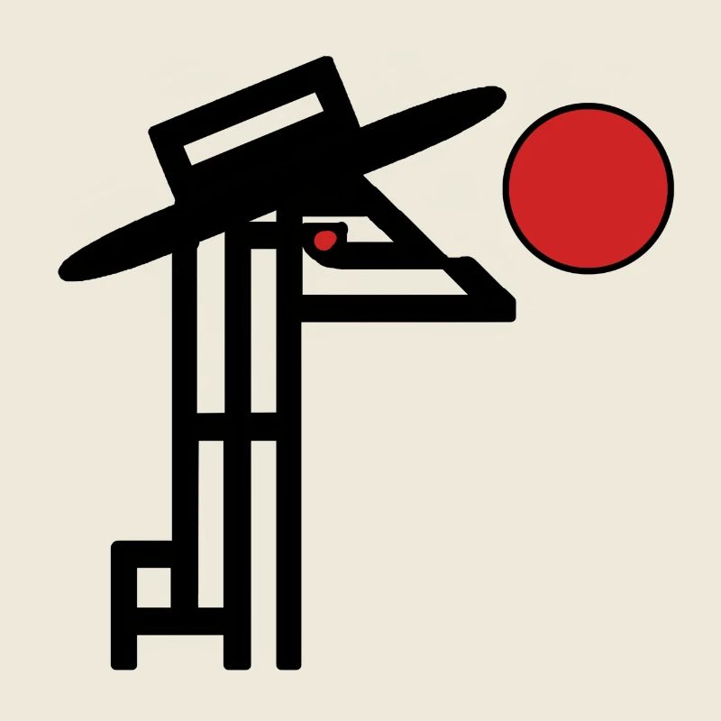 Rote Sonne und eine Giraffe mit Hut