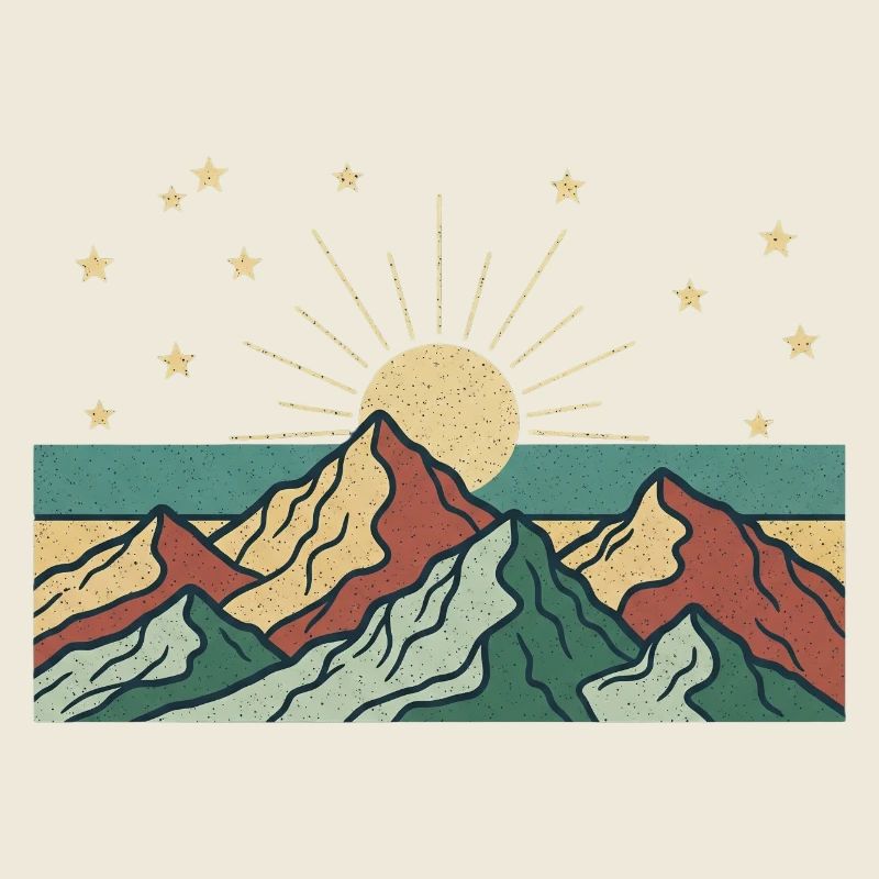 Mountain landscape with sunbeams