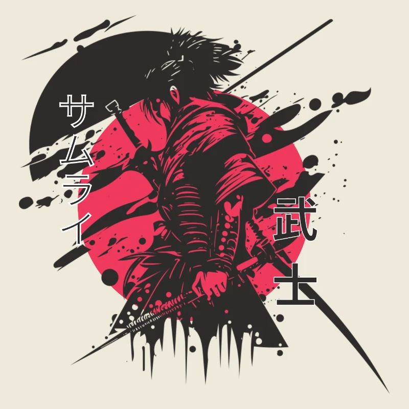 Elefanten Samurai Neon Druck