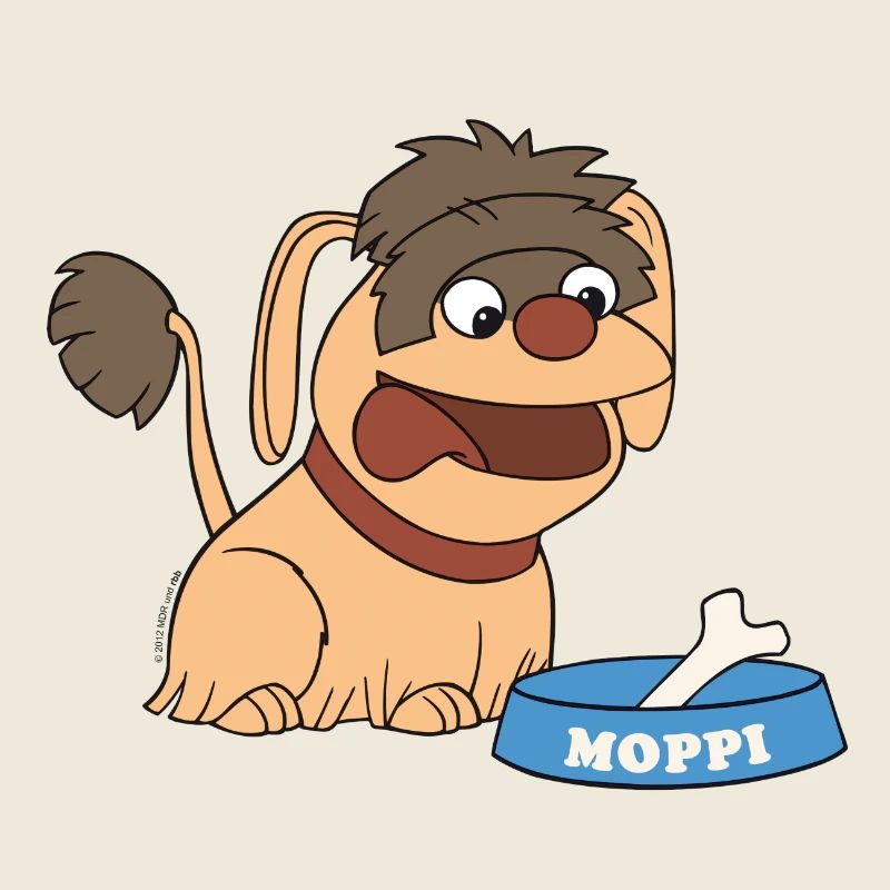 Moppi mit Hundenapf