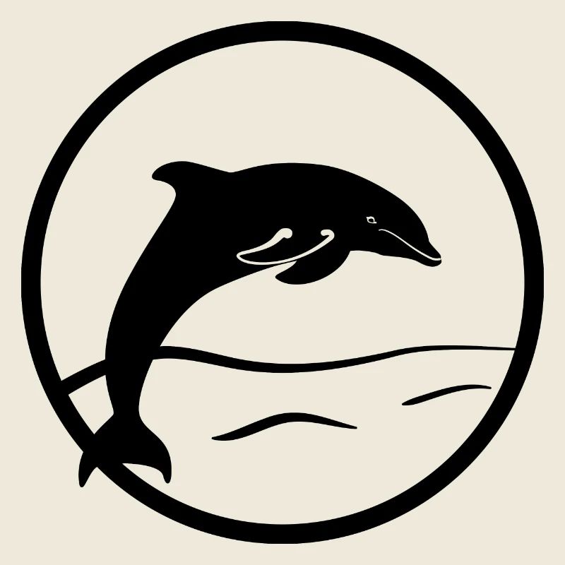 Springender Delfin im Meer in Stempel-Optik