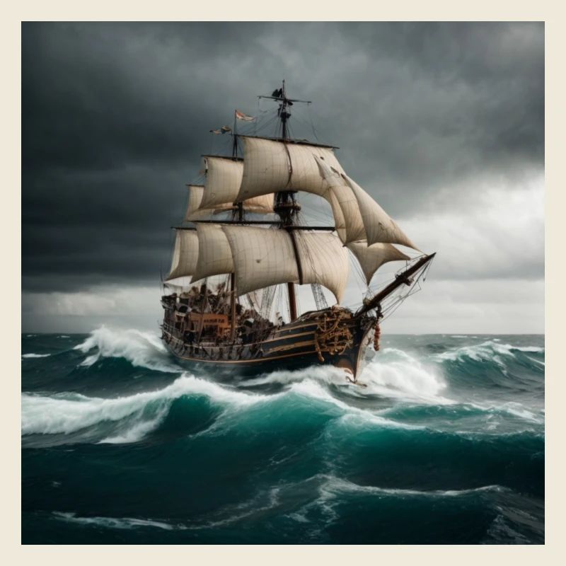 Bateau pirate en haute mer