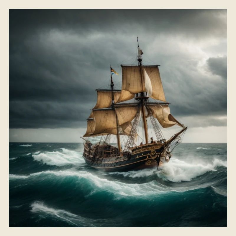 Bateau pirate dans une mer agitée