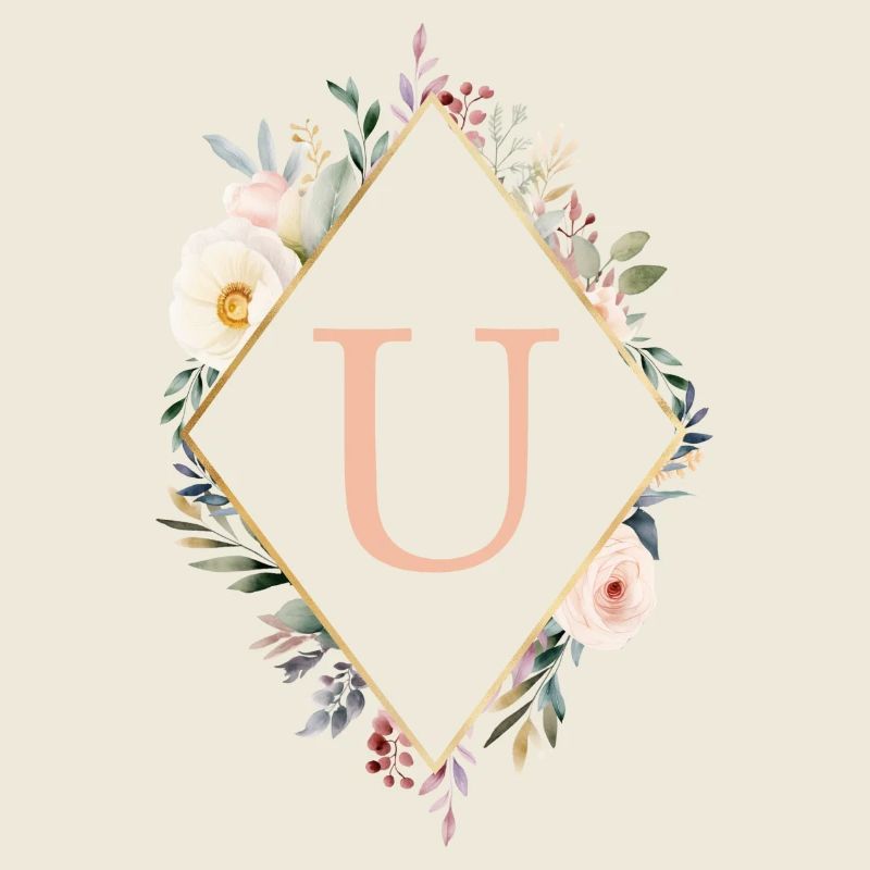 U Monogram, Floral, Boho