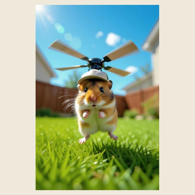 Hamster pilot in a helicopter
