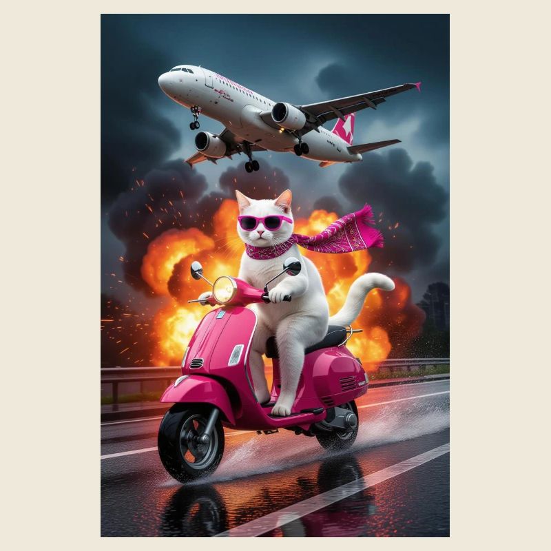 Stylistic Kitten on Scooter