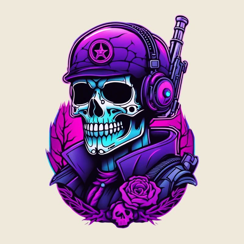 Skull Krieger mit Tarnhelm und Rosen
