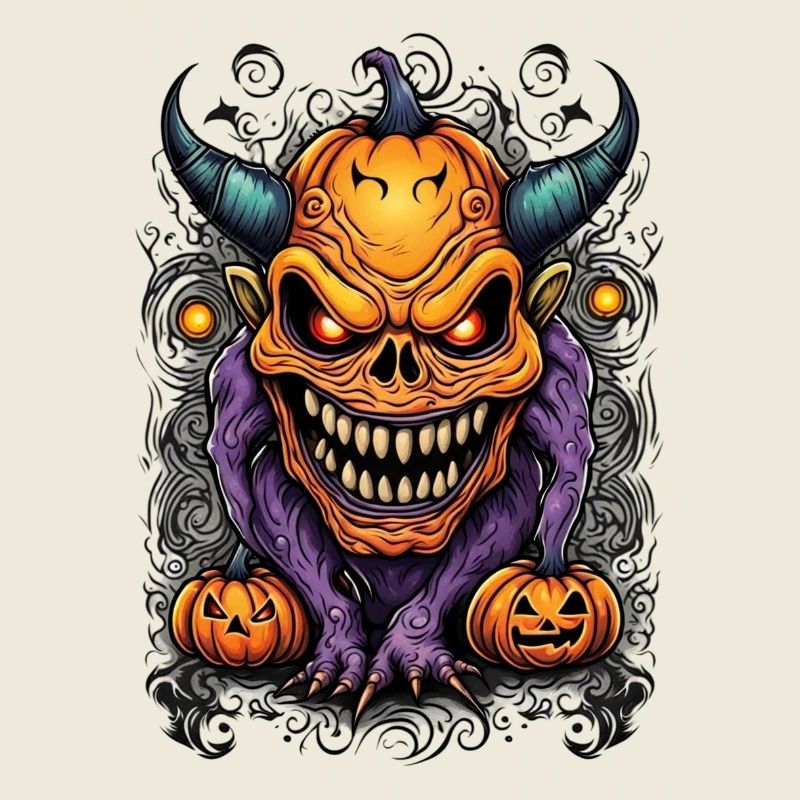 Halloween Dämon mit Kürbiskopf