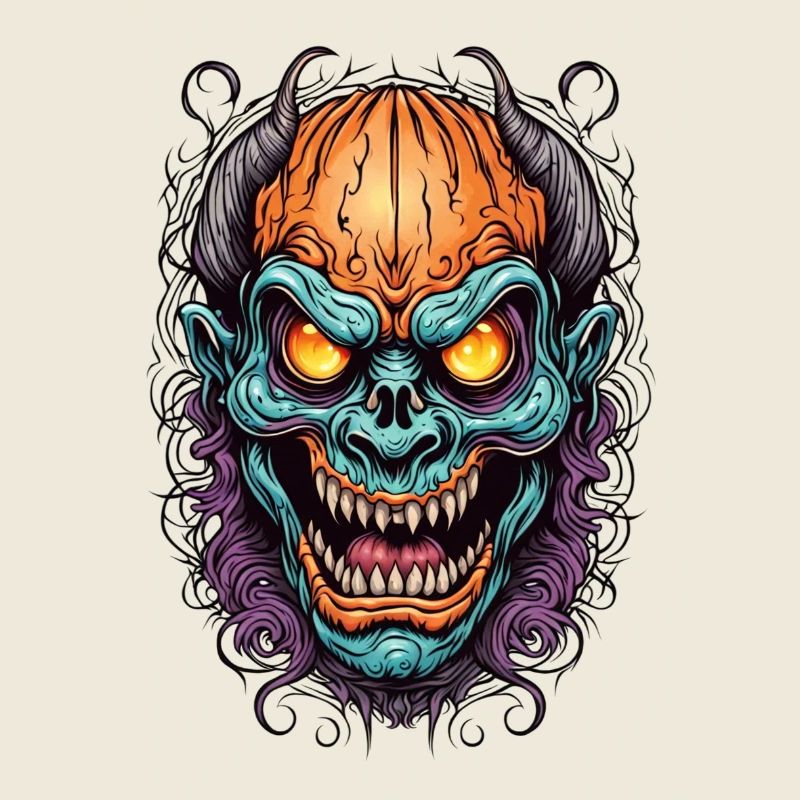 Dämonische Neonmaske