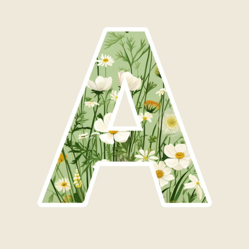 Buchstabe A, Monogramm, Blumenmuster