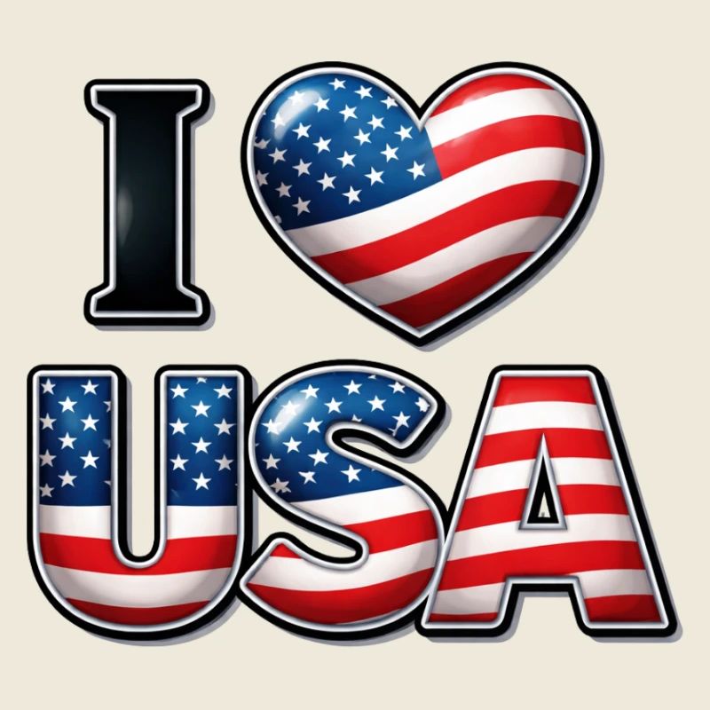 I Love USA – Message patriotique emblème drapeau