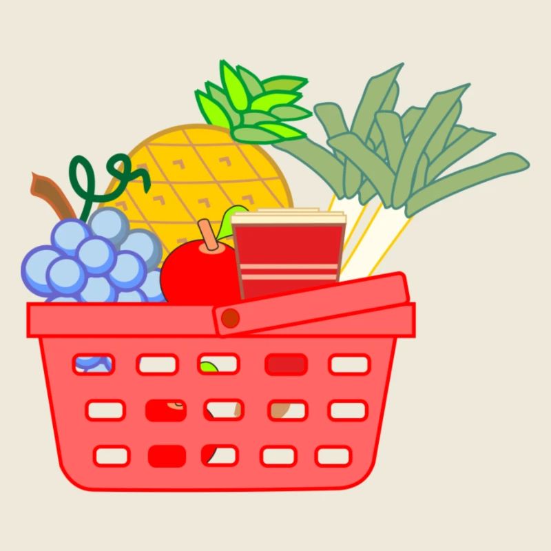 Shopping basket with fruit and vegetables