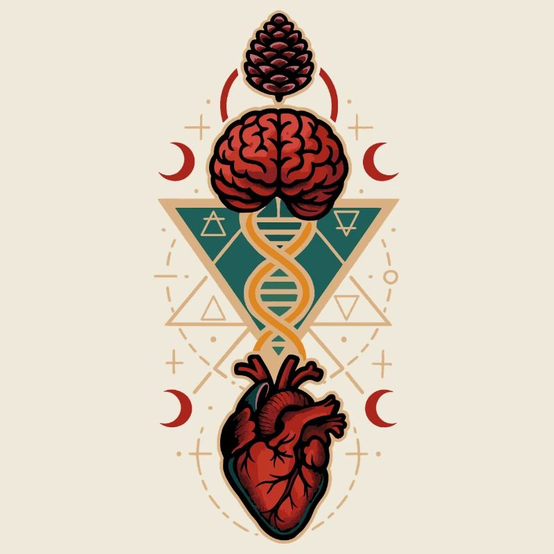 Heart Mind Pinecone DNA Sacred Geometry Art