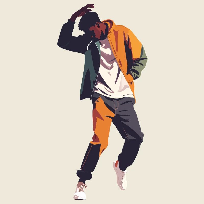Stylish Street Dance Pose Hip Hop Dance Motif