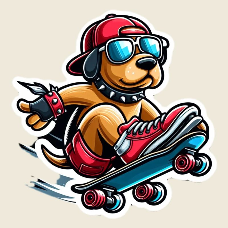 Cool dog rides skateboard