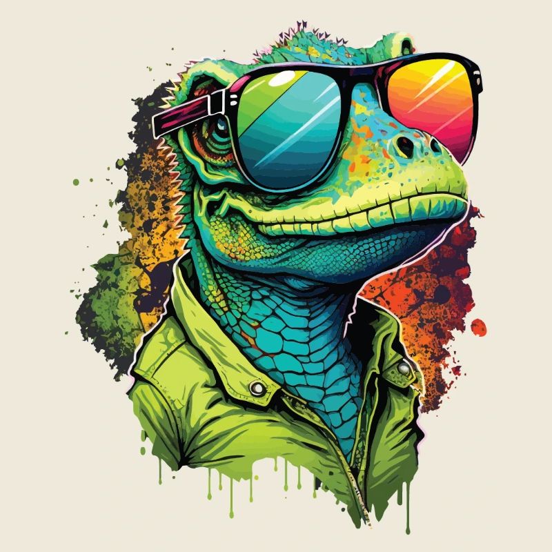 Bunter Dinosaurier mit Sonnenbrille