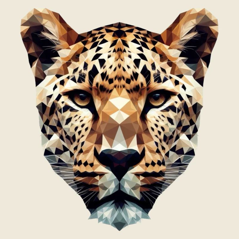 A leopard head in polygon style
