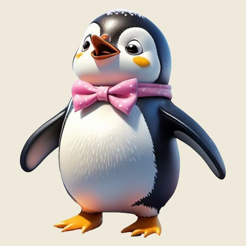 Pinguin Sandra sieht ihre Freunde