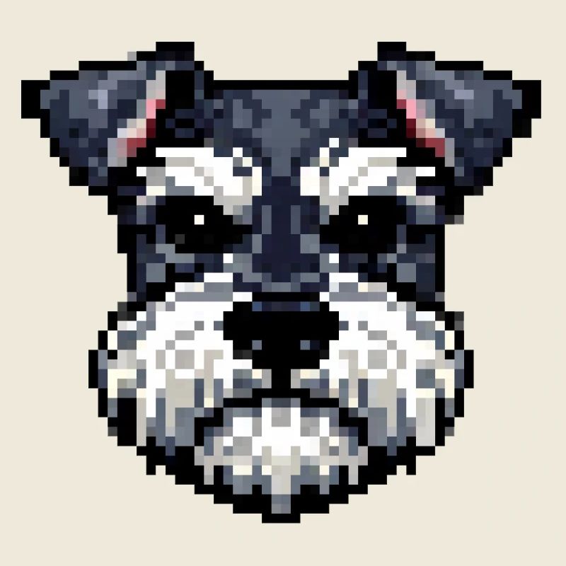 Pixelhunde Schnauzerporträt im Retro-Stil