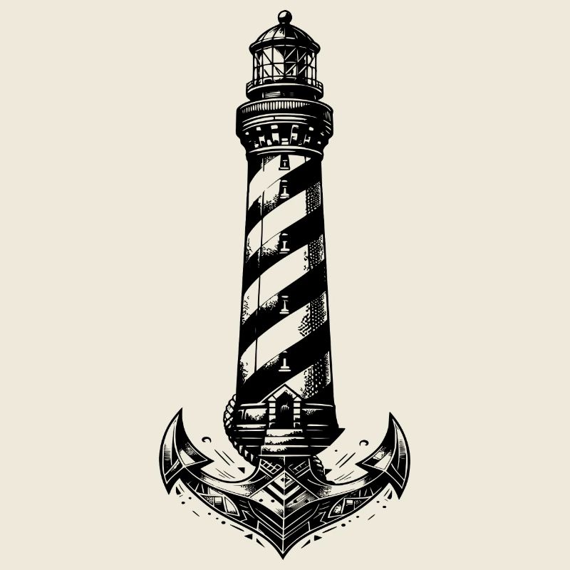 Conception d’ancre de phare côtier à rayures obliques