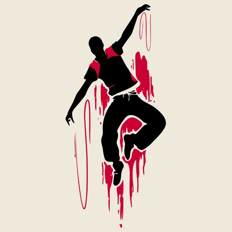 Breakdancer Tänzer Silhouette in Rot Schwarz