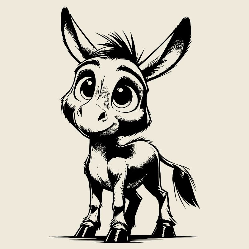 Knuffiger kleiner Esel Bleistift Zeichnung